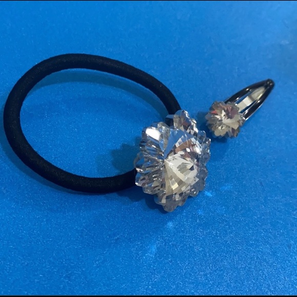 Ponytail Holder Barrette Set Clear Prism Snowflake - Picture 4 of 4